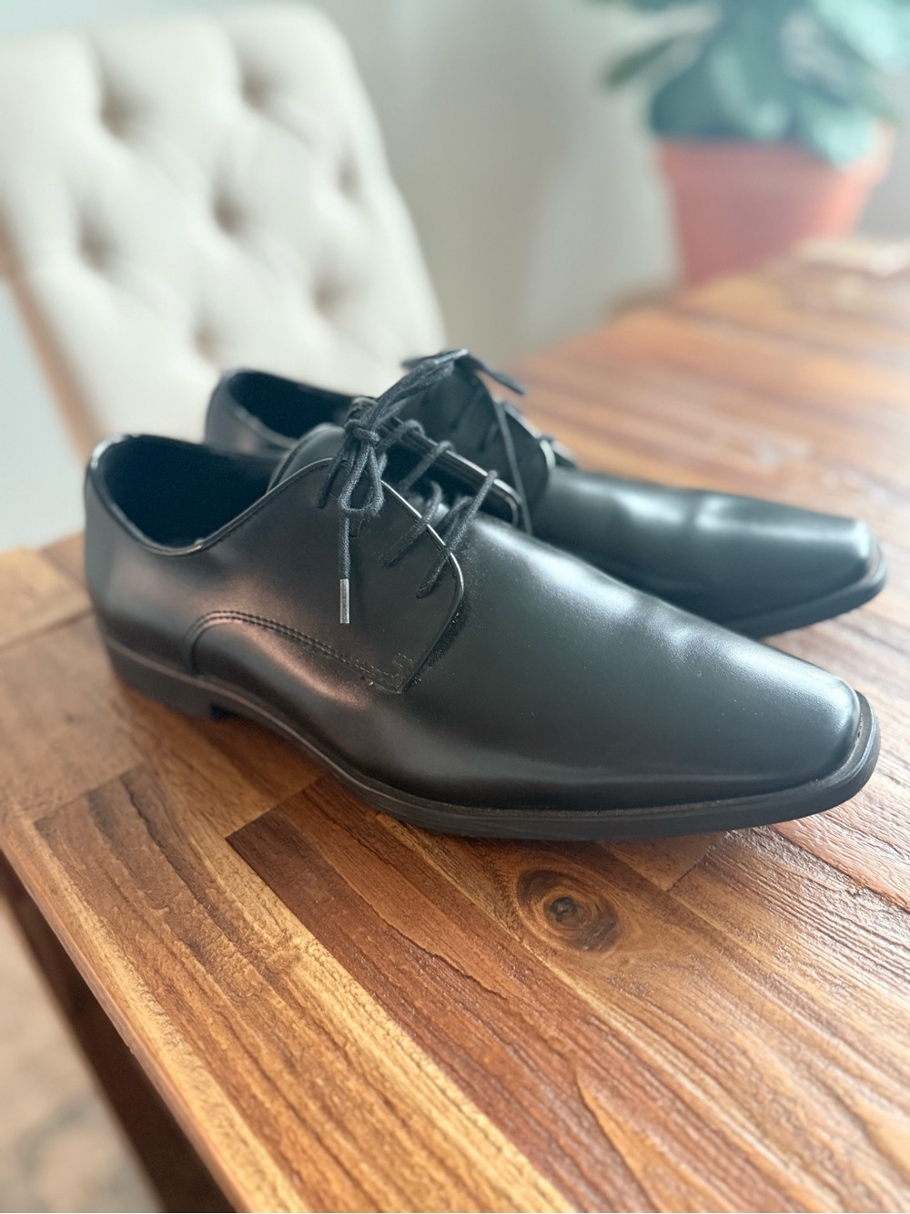 Joseph Abboud Black Leather Derby Shoes